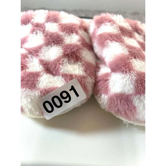 Cat & Jack Girls Slippers White/Pink Checked Size M 2-3 - Picture 8 of 8